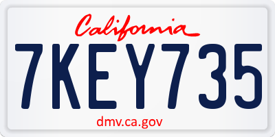 CA license plate 7KEY735