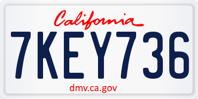 CA license plate 7KEY736