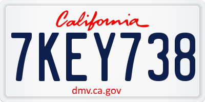 CA license plate 7KEY738