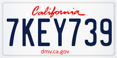 CA license plate 7KEY739