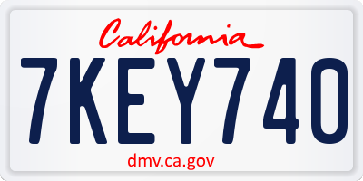 CA license plate 7KEY740