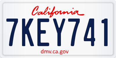 CA license plate 7KEY741