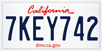 CA license plate 7KEY742