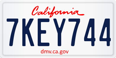 CA license plate 7KEY744