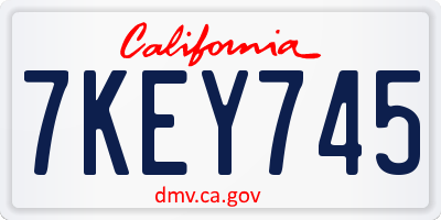 CA license plate 7KEY745