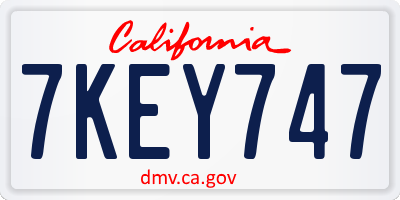 CA license plate 7KEY747