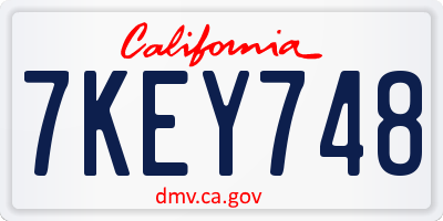 CA license plate 7KEY748