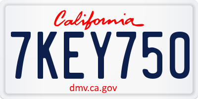 CA license plate 7KEY750