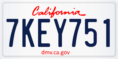 CA license plate 7KEY751