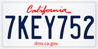 CA license plate 7KEY752