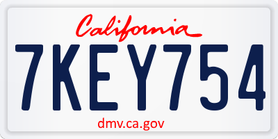 CA license plate 7KEY754