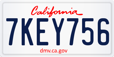 CA license plate 7KEY756