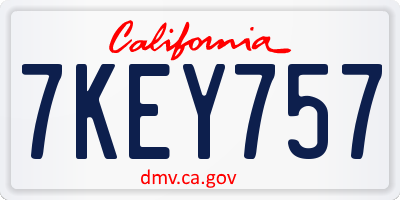 CA license plate 7KEY757