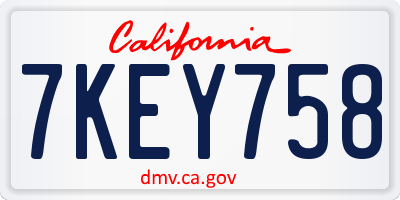 CA license plate 7KEY758
