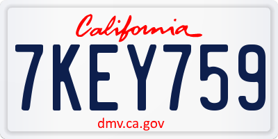 CA license plate 7KEY759