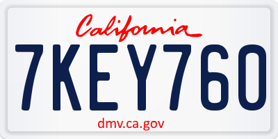 CA license plate 7KEY760