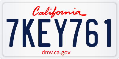 CA license plate 7KEY761