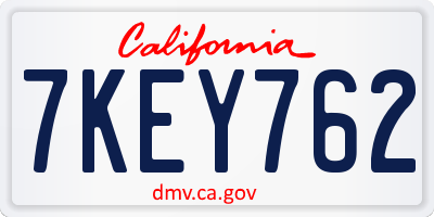 CA license plate 7KEY762