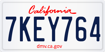 CA license plate 7KEY764