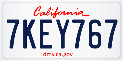 CA license plate 7KEY767