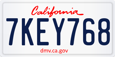 CA license plate 7KEY768