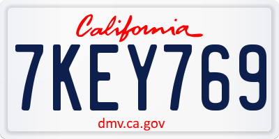 CA license plate 7KEY769