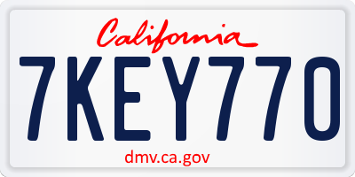 CA license plate 7KEY770