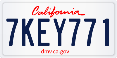 CA license plate 7KEY771