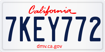 CA license plate 7KEY772