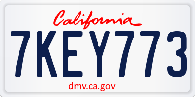 CA license plate 7KEY773