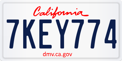 CA license plate 7KEY774