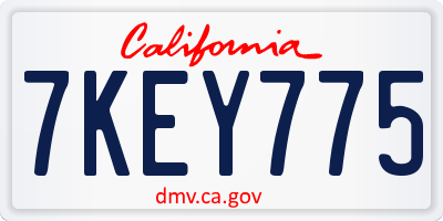 CA license plate 7KEY775