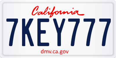 CA license plate 7KEY777