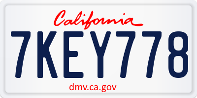 CA license plate 7KEY778