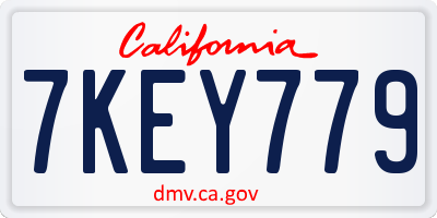 CA license plate 7KEY779