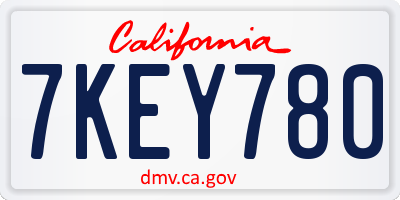 CA license plate 7KEY780