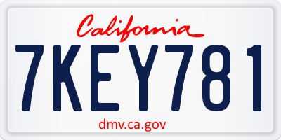 CA license plate 7KEY781