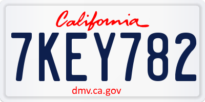 CA license plate 7KEY782