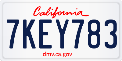 CA license plate 7KEY783