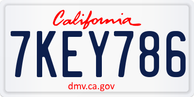 CA license plate 7KEY786