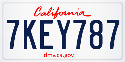 CA license plate 7KEY787