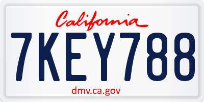 CA license plate 7KEY788
