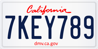 CA license plate 7KEY789