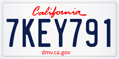 CA license plate 7KEY791