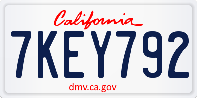 CA license plate 7KEY792