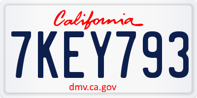 CA license plate 7KEY793