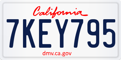 CA license plate 7KEY795
