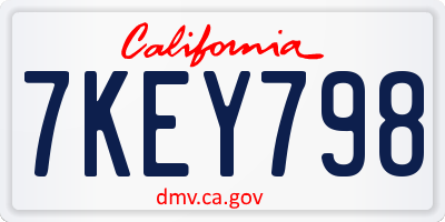 CA license plate 7KEY798