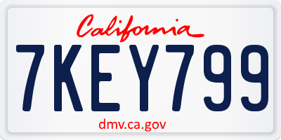 CA license plate 7KEY799