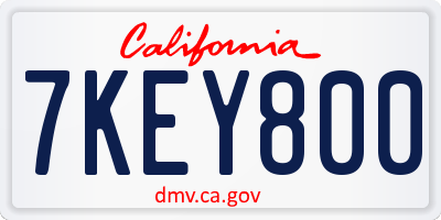 CA license plate 7KEY800